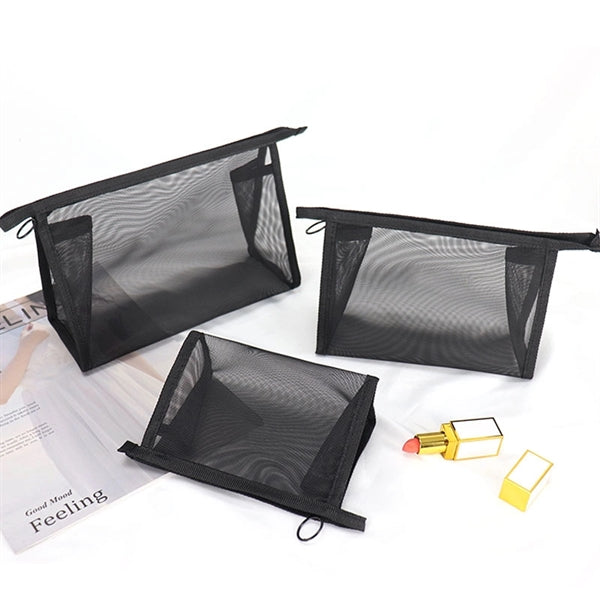 Large Transparent Zipper Mesh Cosmetic Makeup Pouch Bag