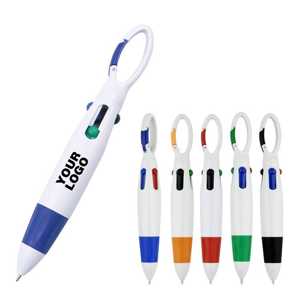 4 Color in One Buckle Carabiner Ballpoint Pen