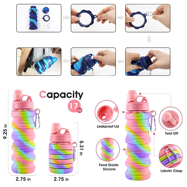 Rainbow Collapsible Sports Water Bottles