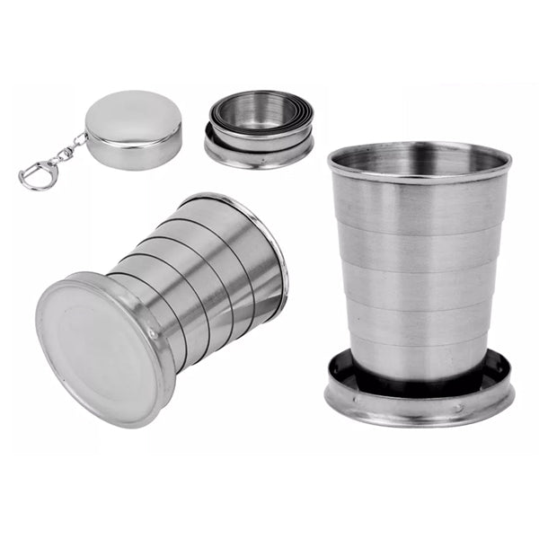 Stainless Steel Folding Cup Keychain - 5 Oz