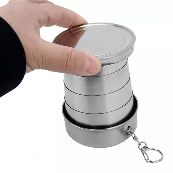 Stainless Steel Folding Cup Keychain - 5 Oz