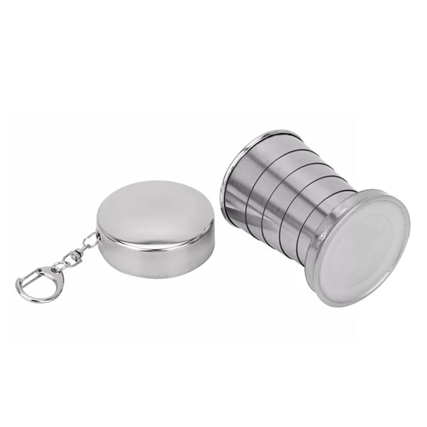 Stainless Steel Folding Cup Keychain - 5 Oz