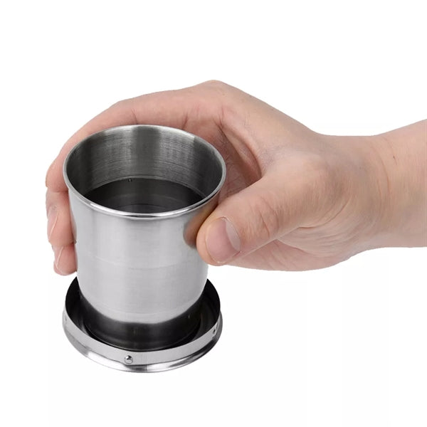 Stainless Steel Folding Cup Keychain - 5 Oz