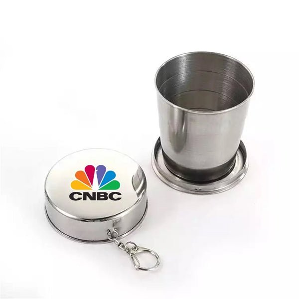 Stainless Steel Folding Cup Keychain - 8.5 Oz