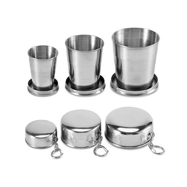 Stainless Steel Folding Cup Keychain - 8.5 Oz