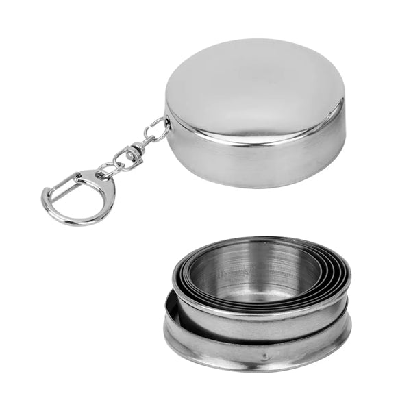 Stainless Steel Folding Cup Keychain - 5 Oz