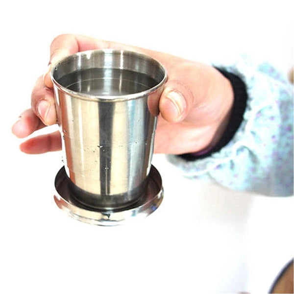 Stainless Steel Folding Cup Keychain - 8.5 Oz