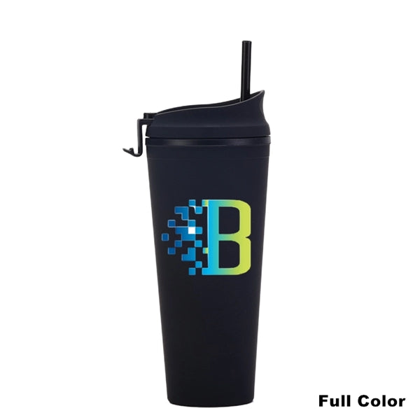 24 oz Double Wall Pastel Acrylic Cup with Lid and Straw