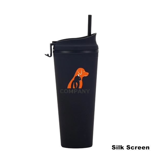 24 oz Double Wall Pastel Acrylic Cup with Lid and Straw
