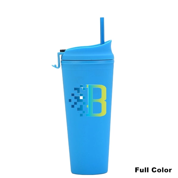24 oz Double Wall Pastel Acrylic Cup with Lid and Straw