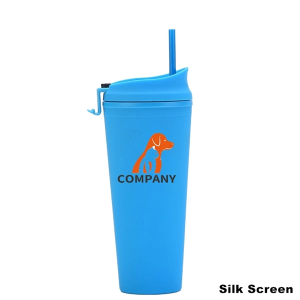 24 oz Double Wall Pastel Acrylic Cup with Lid and Straw