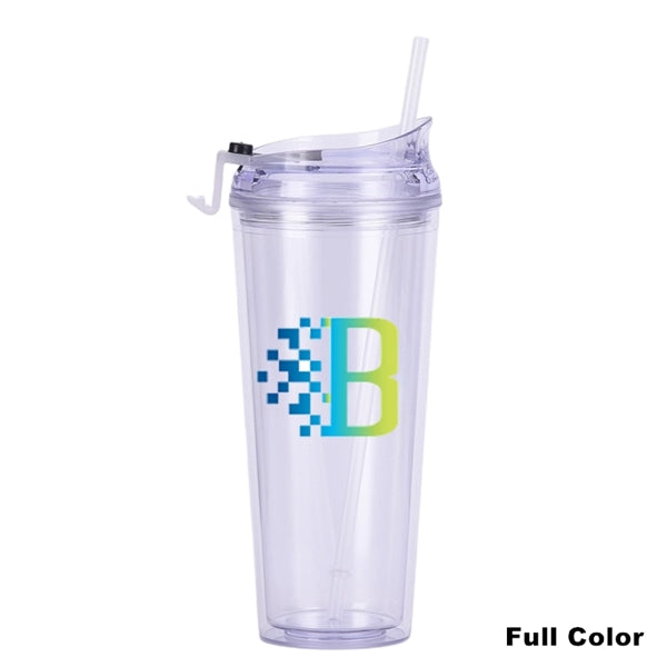 24 oz Double Wall Pastel Acrylic Cup with Lid and Straw
