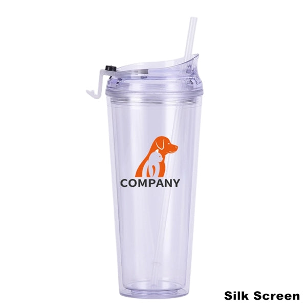 24 oz Double Wall Pastel Acrylic Cup with Lid and Straw