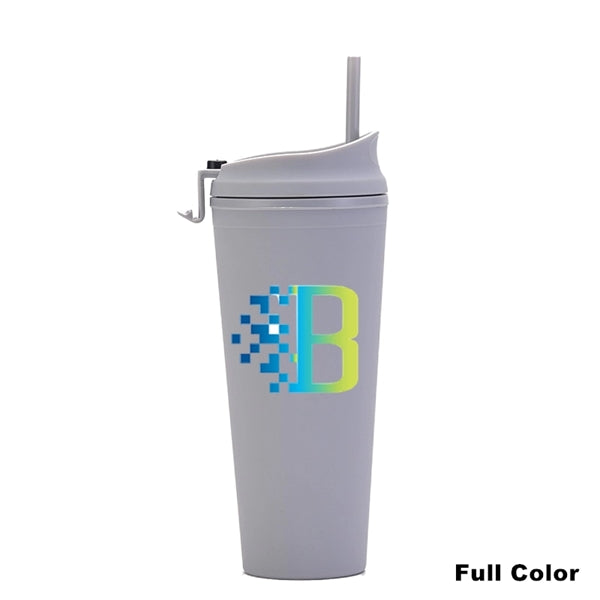 24 oz Double Wall Pastel Acrylic Cup with Lid and Straw