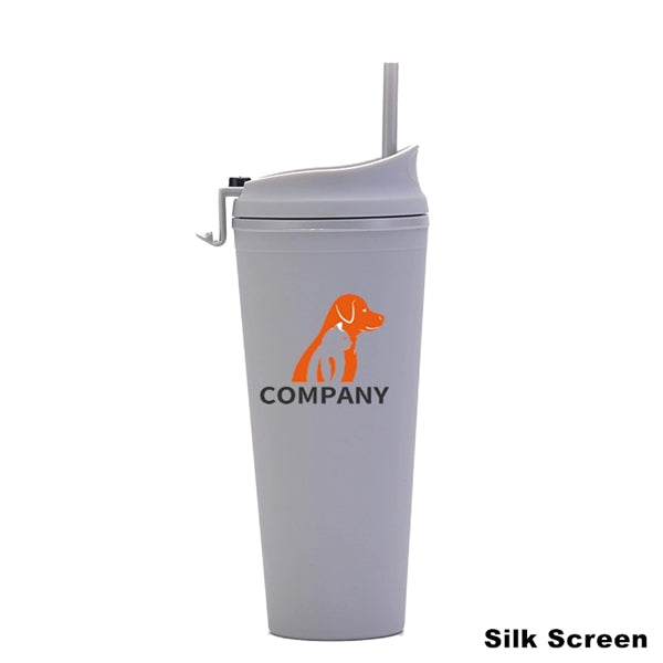 24 oz Double Wall Pastel Acrylic Cup with Lid and Straw