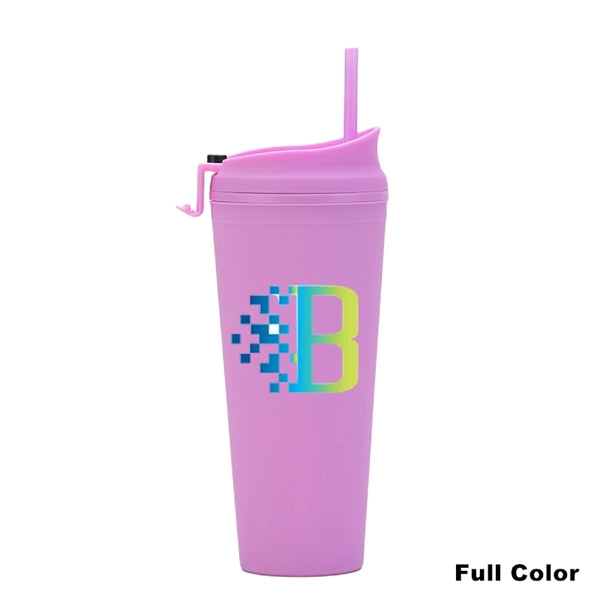 24 oz Double Wall Pastel Acrylic Cup with Lid and Straw
