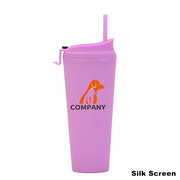 24 oz Double Wall Pastel Acrylic Cup with Lid and Straw