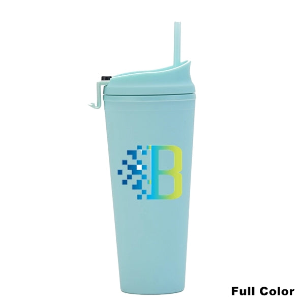 24 oz Double Wall Pastel Acrylic Cup with Lid and Straw