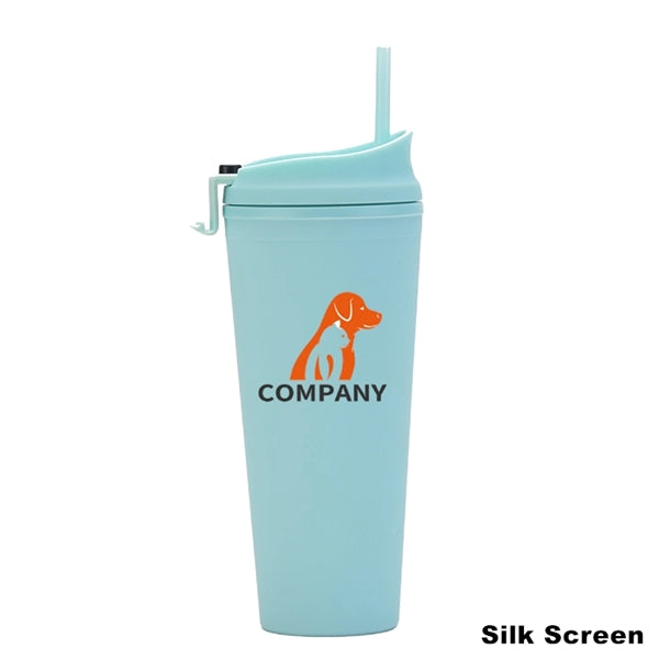 24 oz Double Wall Pastel Acrylic Cup with Lid and Straw