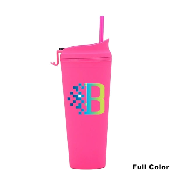 24 oz Double Wall Pastel Acrylic Cup with Lid and Straw