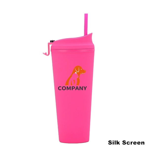 24 oz Double Wall Pastel Acrylic Cup with Lid and Straw