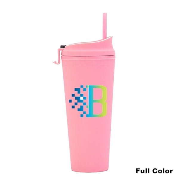 24 oz Double Wall Pastel Acrylic Cup with Lid and Straw