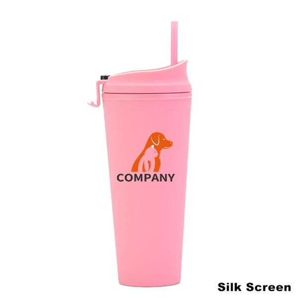 24 oz Double Wall Pastel Acrylic Cup with Lid and Straw