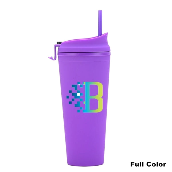 24 oz Double Wall Pastel Acrylic Cup with Lid and Straw