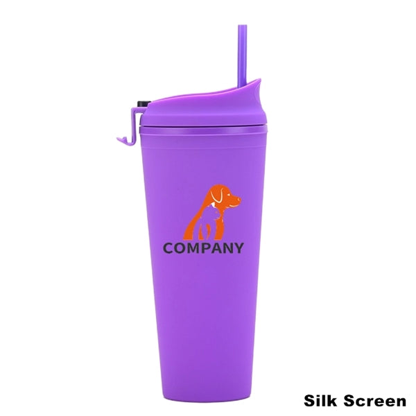24 oz Double Wall Pastel Acrylic Cup with Lid and Straw