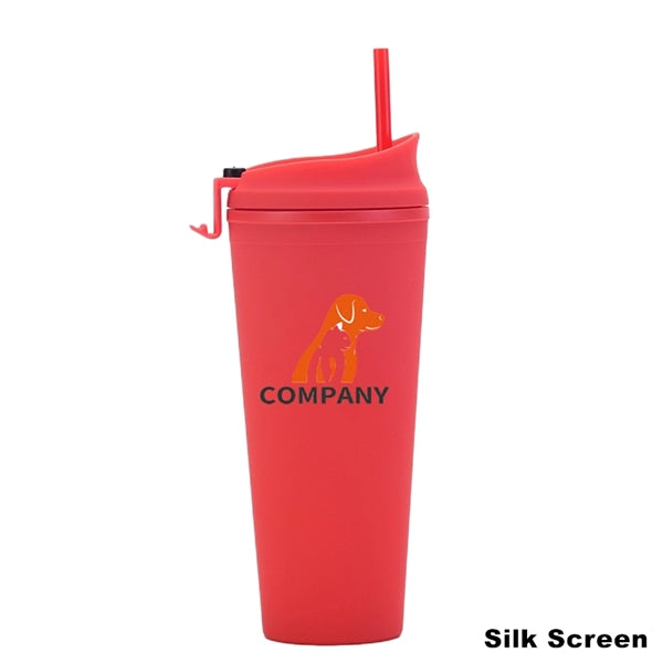24 oz Double Wall Pastel Acrylic Cup with Lid and Straw