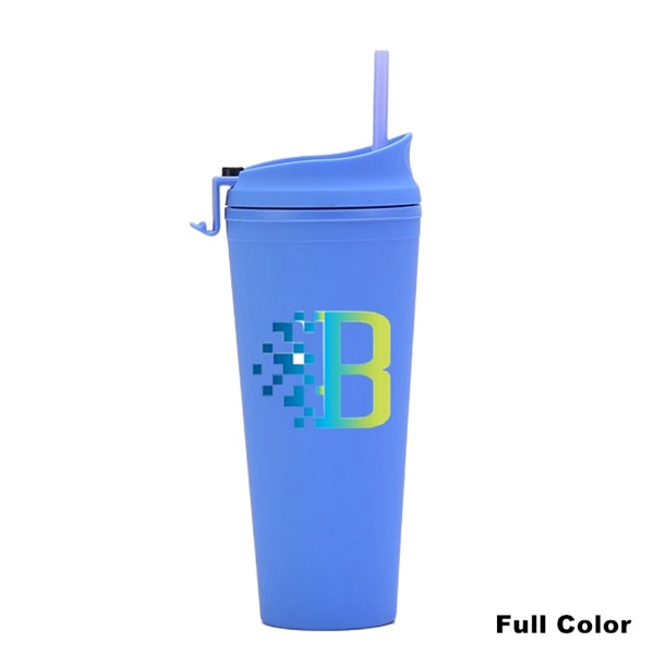 24 oz Double Wall Pastel Acrylic Cup with Lid and Straw