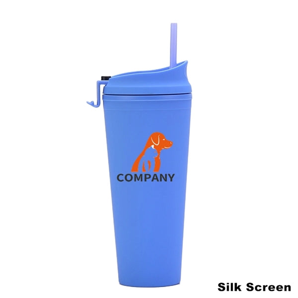24 oz Double Wall Pastel Acrylic Cup with Lid and Straw
