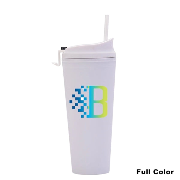 24 oz Double Wall Pastel Acrylic Cup with Lid and Straw