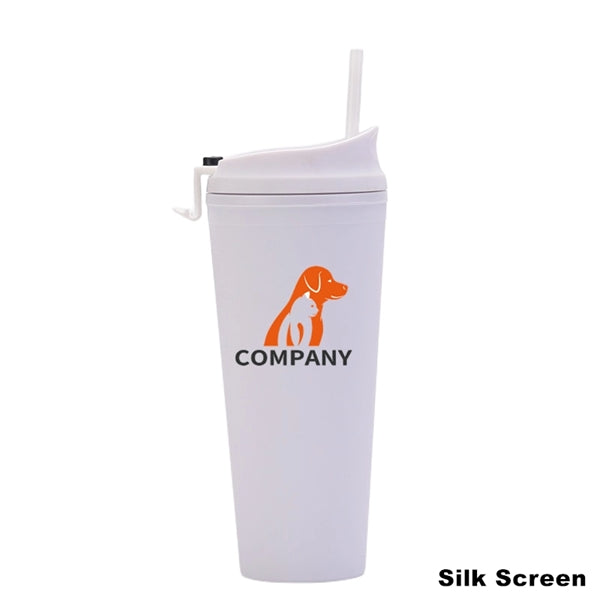 24 oz Double Wall Pastel Acrylic Cup with Lid and Straw