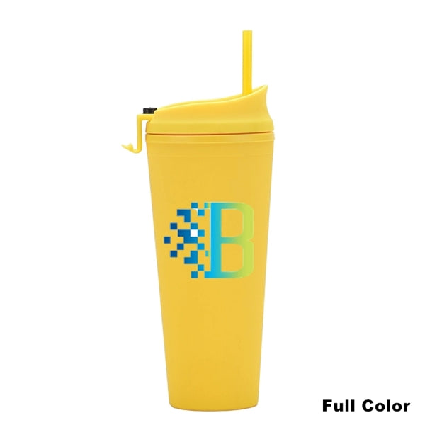24 oz Double Wall Pastel Acrylic Cup with Lid and Straw