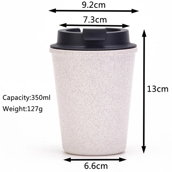 12oz Wheat Straw Travel Mug Coffee Cup With Lid