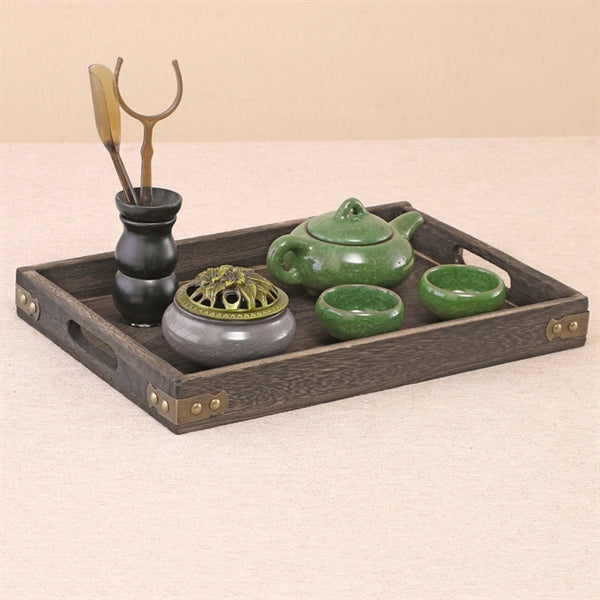 Rustic Natural Wooden Serving Food Service Tray with Handle