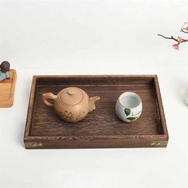 Rustic Natural Wooden Serving Food Service Tray with Handle