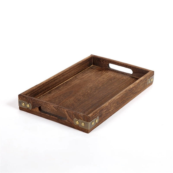 Rustic Natural Wooden Serving Food Service Tray with Handle