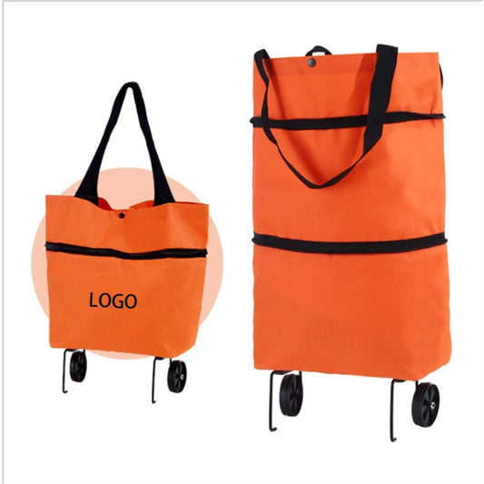 2 in 1 Cloth Foldable Shopping Bag with Wheels