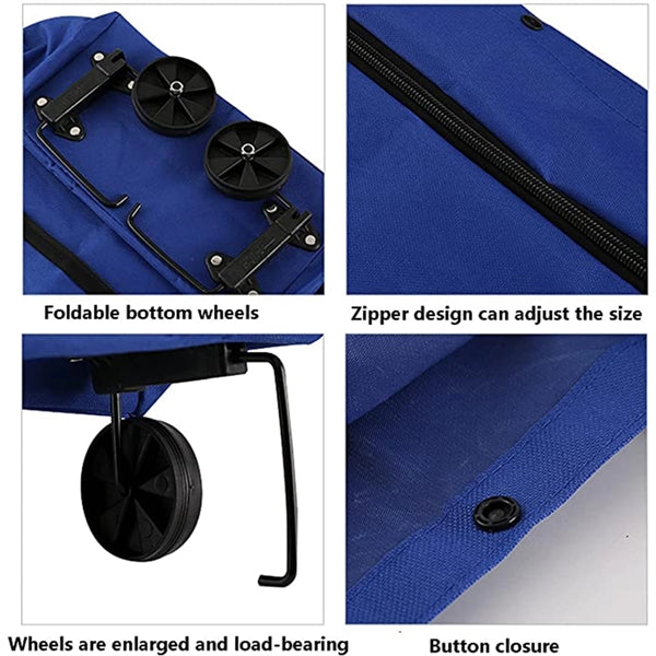 2 in 1 Cloth Foldable Shopping Bag with Wheels