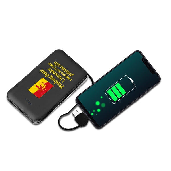 Drum 5000mAh Power Bank with Built-in Cable