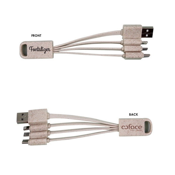 Eco Friendly Wheat Straw 4 In 1 Charging Cable With Type C