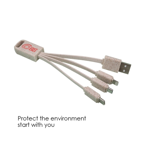 Eco Friendly Wheat Straw 4 In 1 Charging Cable With Type C