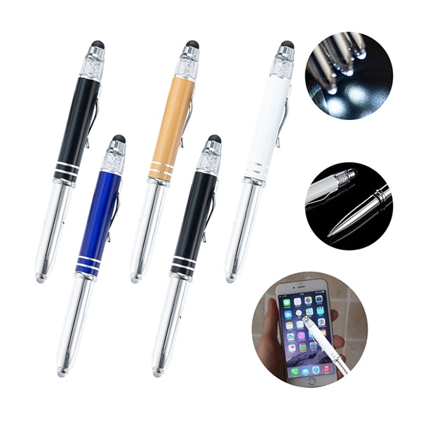 3-in-1 Custom Printed Stylus Pen with LED Light