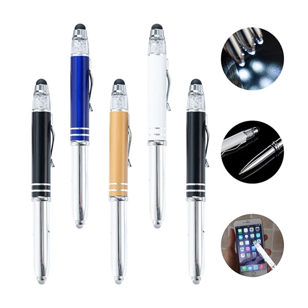 3-in-1 Custom Printed Stylus Pen with LED Light