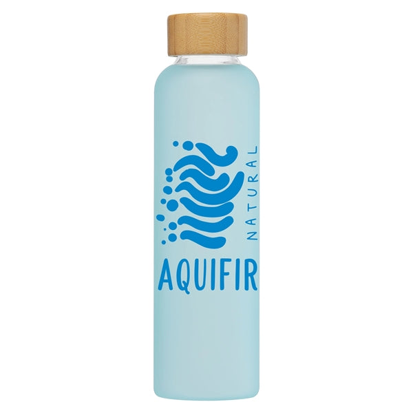 20 oz. Frosted Borosilicate Glass Bottle with Bamboo Lid