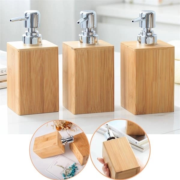 7Oz Refillable Bamboo Lotion Bottle Shampoo Soap Dispenser