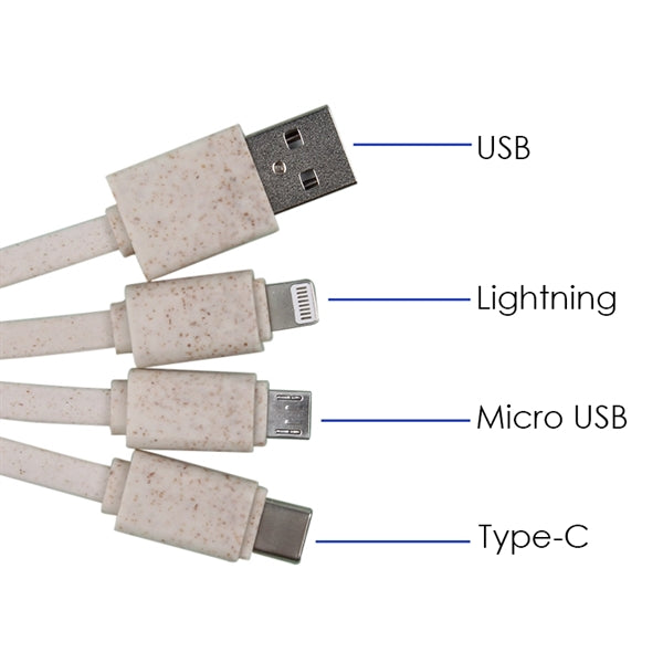 Eco Friendly Wheat Straw 4 In 1 Charging Cable With Type C