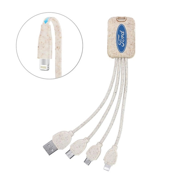 Eco Friendly Wheat Straw 4 In 1 Charging Cable With Type C